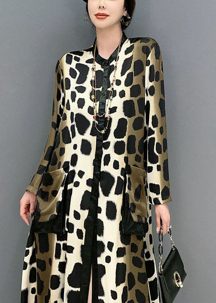 Boho Oversized Leopard Print Silk Long Dress Spring LY1598
