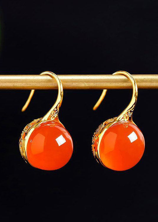 Boutique Orange Agate Silver Drop Earrings HE1024