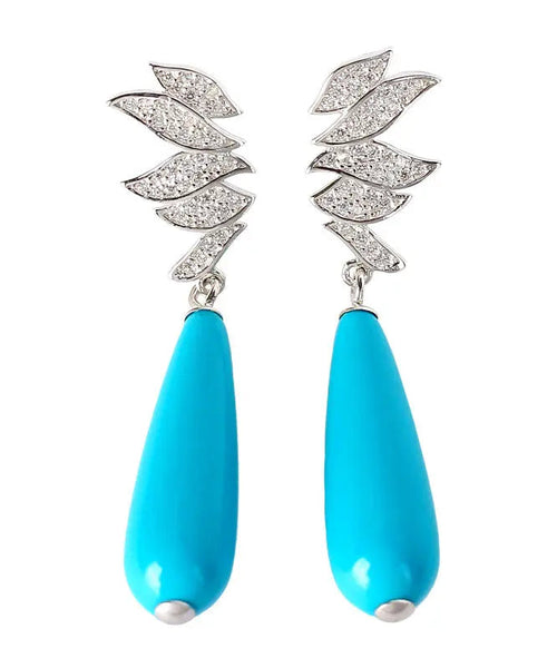 Boutique Sterling Silver Water Drop Turquoise Drop Earrings Ada Fashion