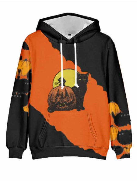 Figure Print Patchwork Kangaroo Pocket Hoodie AC2071