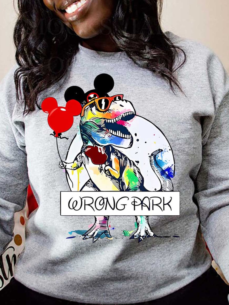 Plus Size Cartoon Letter Print Sweatshirt AT9035