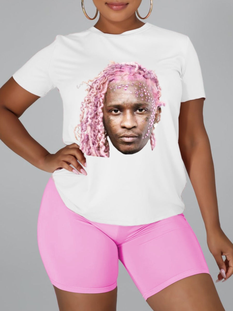 Figure Print Regular Fit Stretchy Shorts Set AR5034