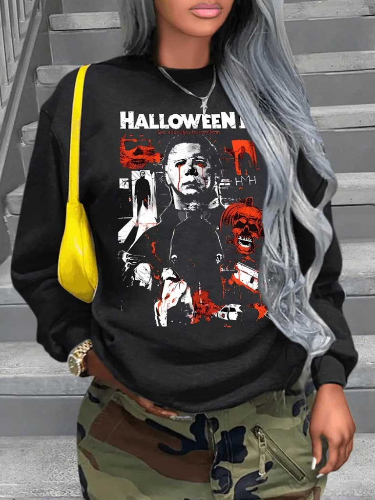 Plus Size Dropped Shoulder Figure Letter Print Sweatshirt AT9041