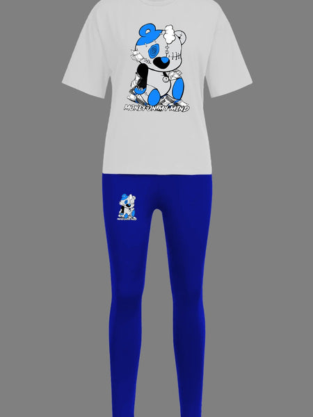 Cartoon Letter Print Shorts Set AR5012