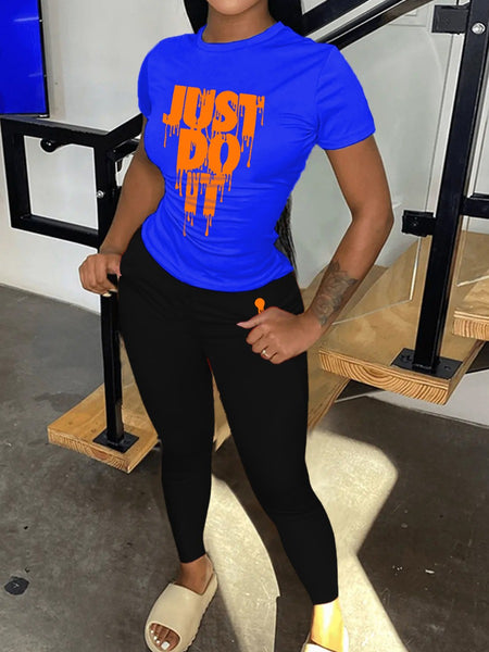 Just Do It Letter Print Kangaroo Pocket Print Hoodie AR501