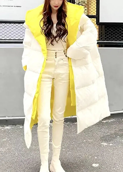 Casual Grey Hooded False Two Pieces Fine Cotton Filled Puffers Coat Winter Ada Fashion