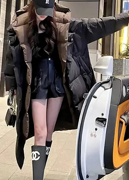 Casual Grey Hooded False Two Pieces Fine Cotton Filled Puffers Coat Winter Ada Fashion