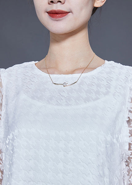 Casual White Hollow Out Exra Large Hem Tulle Maxi Dress Puff Sleeve LY1844