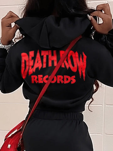 Hooded Collar Letter Print Hoodie AT9033