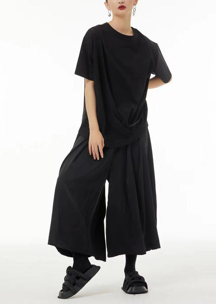 Chic Blue O-Neck Patchwork Wrinkled Cotton Tank Tops Summer LC0110