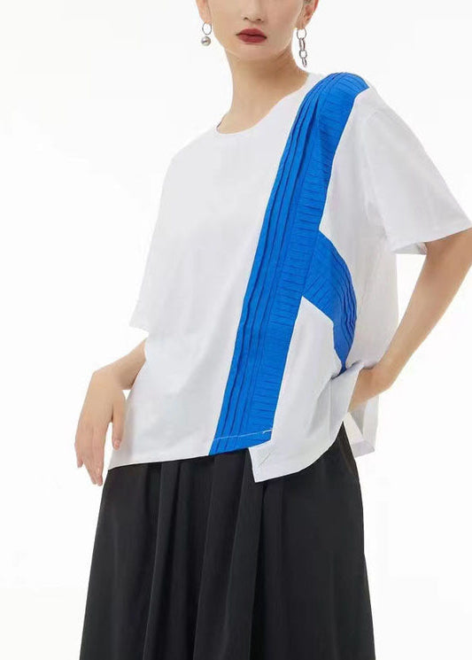 Chic Colorblock Asymmetrical Patchwork Cotton Tanks Summer LC0133