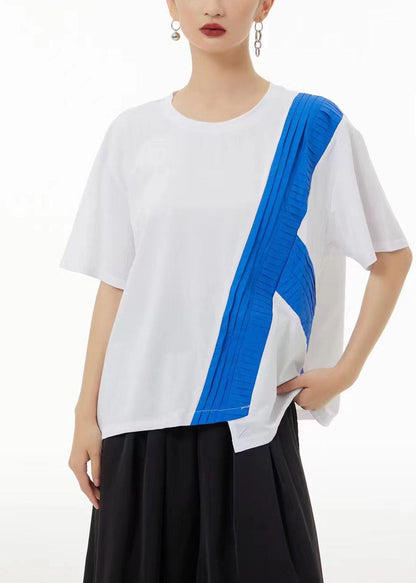 Chic Colorblock Asymmetrical Patchwork Cotton Tanks Summer LC0133