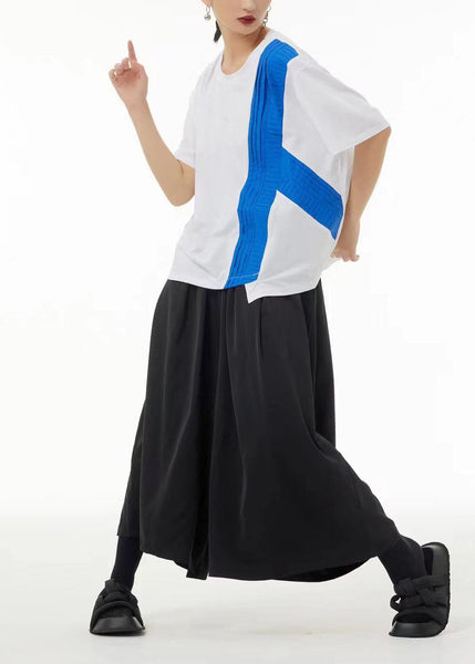 Chic Colorblock Asymmetrical Patchwork Cotton Tanks Summer LC0133