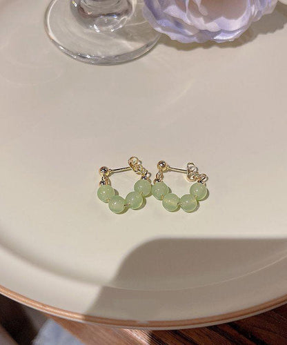 Chic Green Overgile Crystal Hoop Earrings TW1048