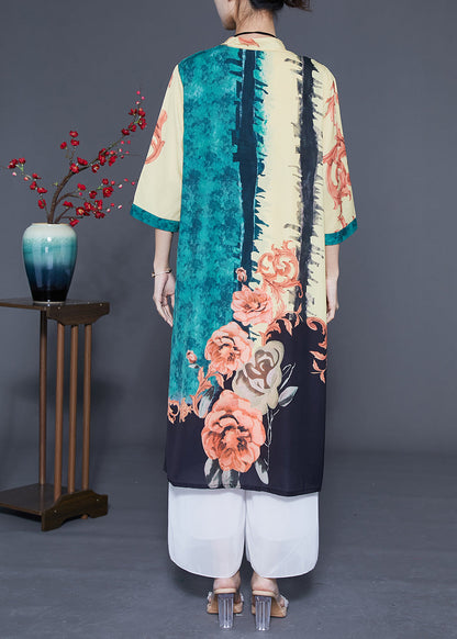 Chic Green Oversized Print Chinese Style Silk Women Sets 2 Pieces Spring LY1079