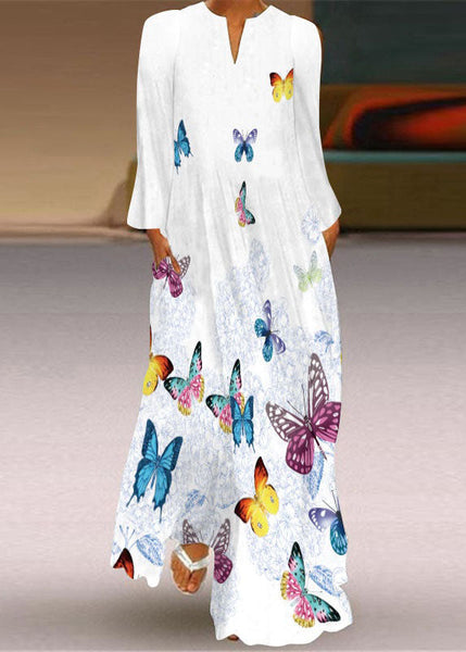 Chic Loving Heart Print Chiffon Holiday Maxi Dress Spring LY1934