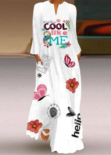 Chic Loving Heart Print Chiffon Holiday Maxi Dress Spring LY1934