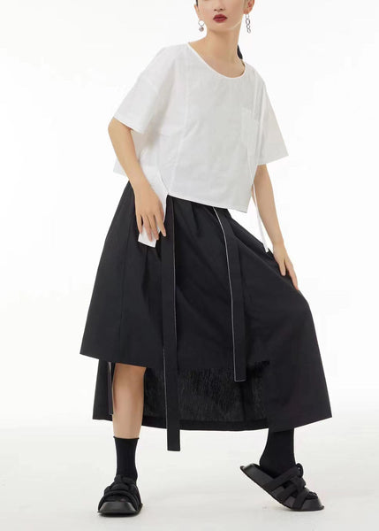 Chic White O-Neck Oversized Cotton Tank Tops Summer LC0109