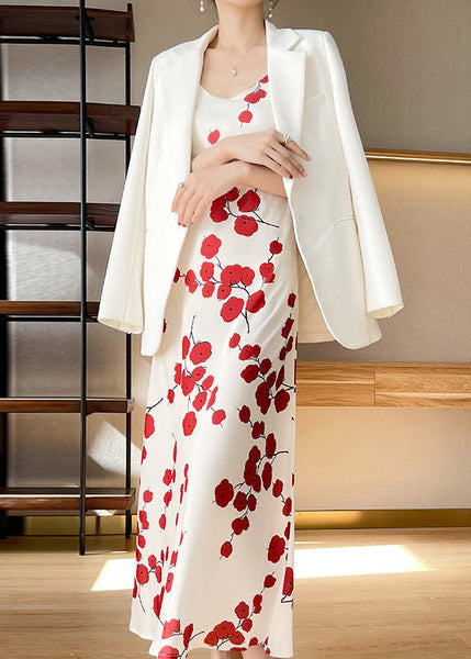 Classy Black V Neck Dot Print Silk Maxi Slip Dress Summer LY1723