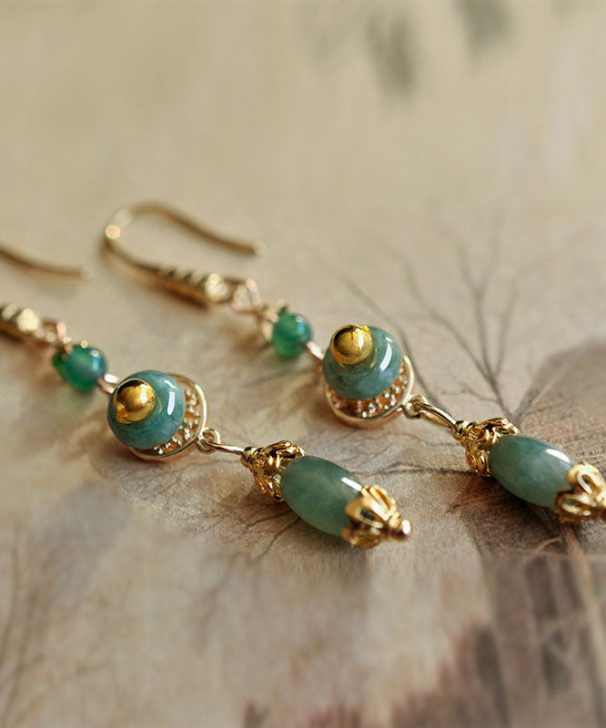 Classy Green Jadeite Jade Drop Earrings TW1027