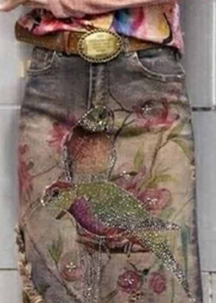 Jupes asymétriques en jean avec ceinture imprimée élégante TY1049