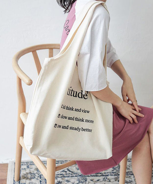 Classy White Letter Print Canvas Tote Handbag Satchel Bag Handbag LY1700