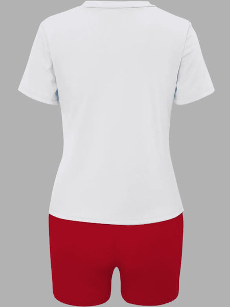 Cartoon Letter Print Shorts Set AR5012