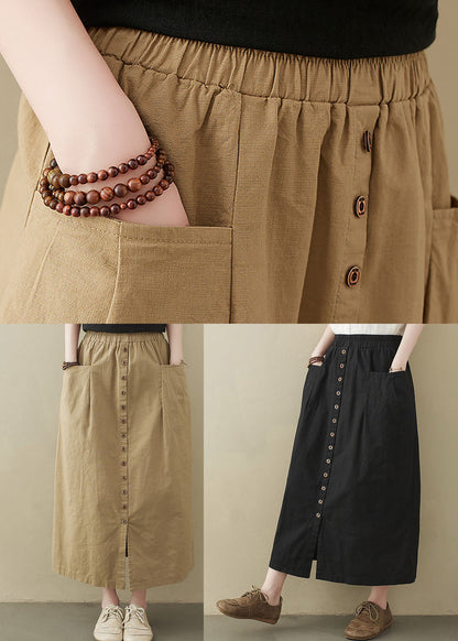 Coffee Oversized Cotton Skirts Buttons Side Open Summer LY1541