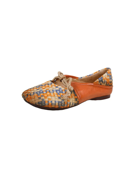Colorful Woven Comfortable Retro Flat Shoes Ada Fashion