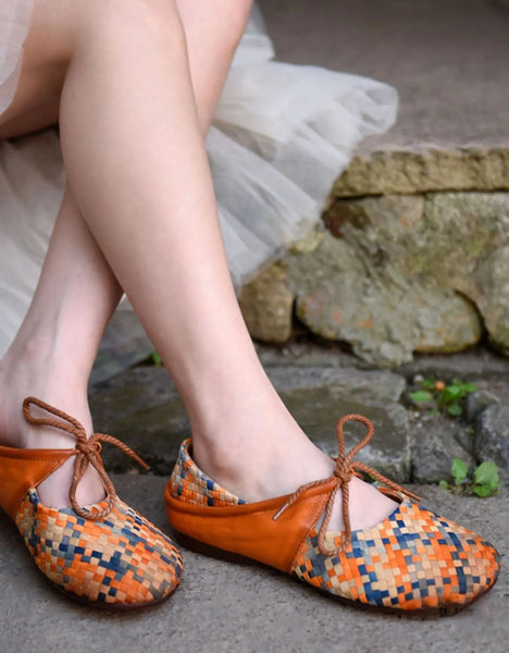 Colorful Woven Comfortable Retro Flat Shoes Ada Fashion