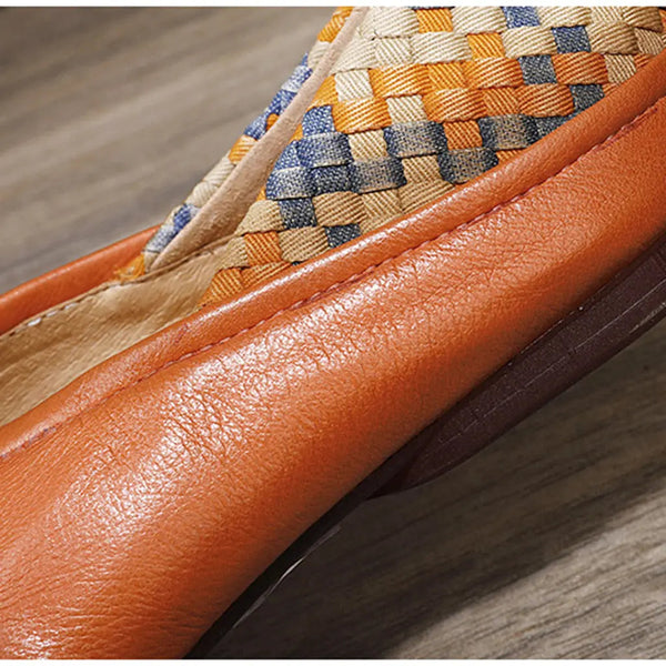 Colorful Woven Comfortable Retro Flat Shoes Ada Fashion