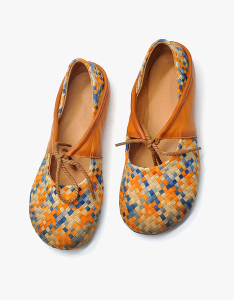 Colorful Woven Comfortable Retro Flat Shoes Ada Fashion