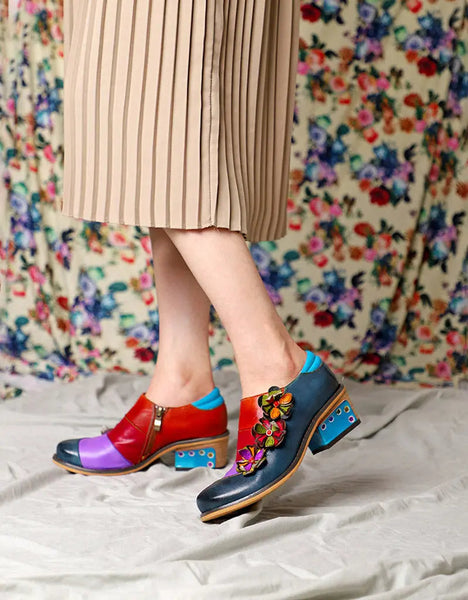 Contrast Color Handmade Stylish Oxford Shoes Ada Fashion