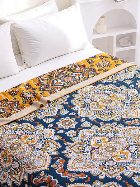 Cotton Flower Jacquard Bedcover Sofa Blanket Ada Fashion