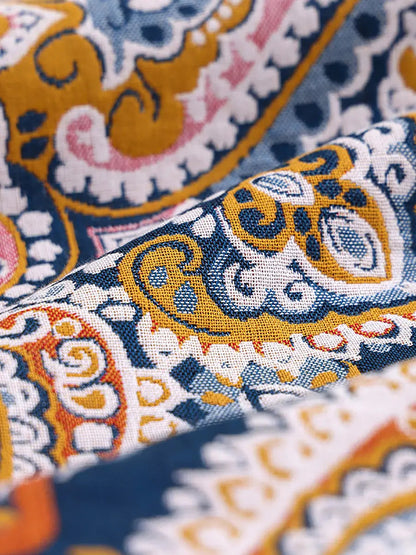 Cotton Flower Jacquard Bedcover Sofa Blanket Ada Fashion