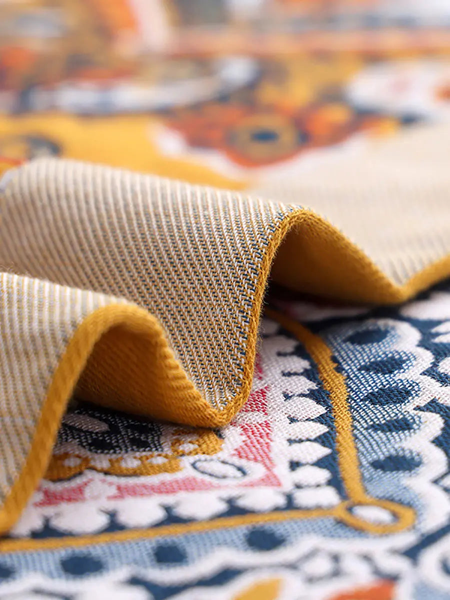 Cotton Flower Jacquard Bedcover Sofa Blanket Ada Fashion