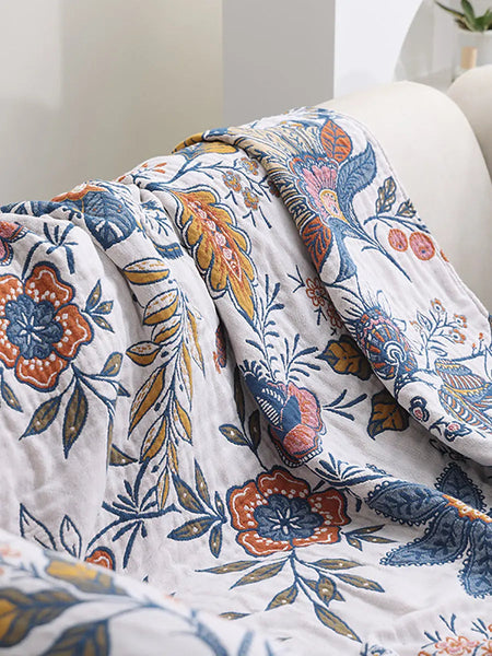 Cotton Flower Jacquard Tassel Bedcover Sofa Blanket Ada Fashion