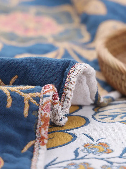 Cotton Flower Jacquard Tassel Bedcover Sofa Blanket Ada Fashion