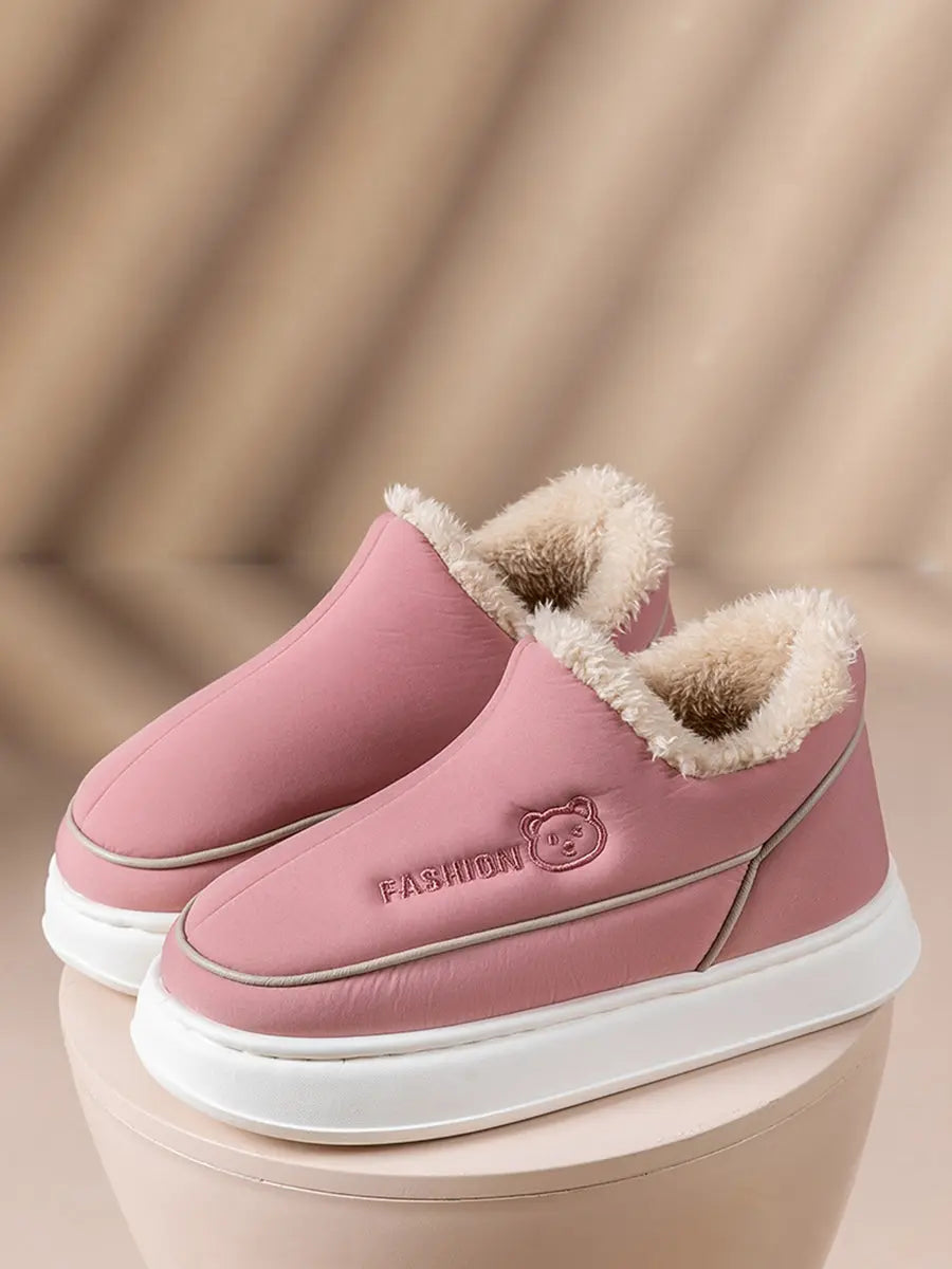 Couple Solid Fleece-lined Indoor Platform Shoes Ada Fashion