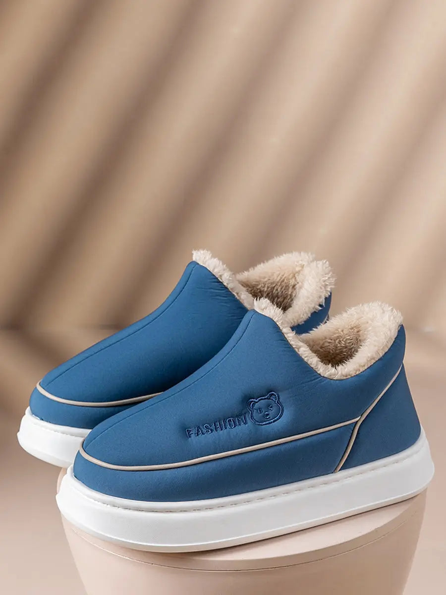 Couple Solid Fleece-lined Indoor Platform Shoes Ada Fashion