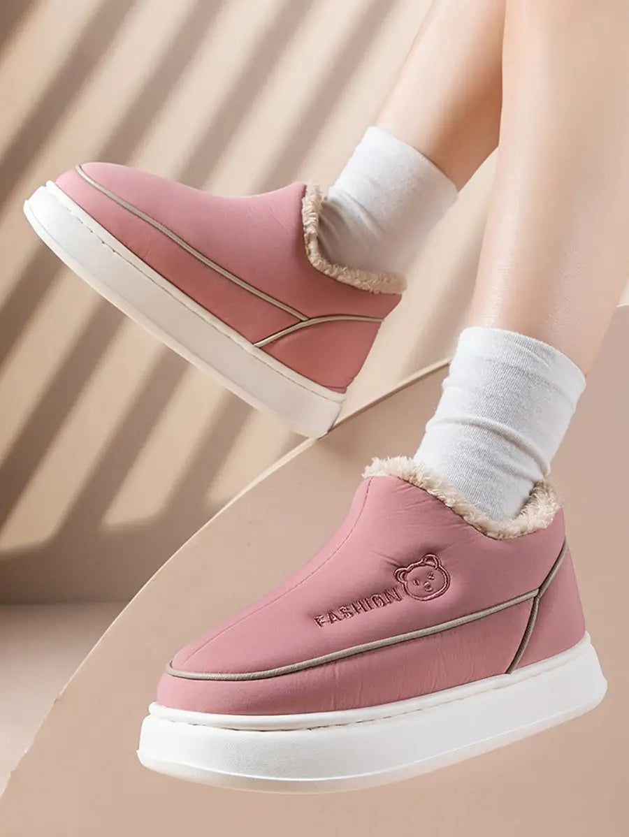 Couple Solid Fleece-lined Indoor Platform Shoes Ada Fashion