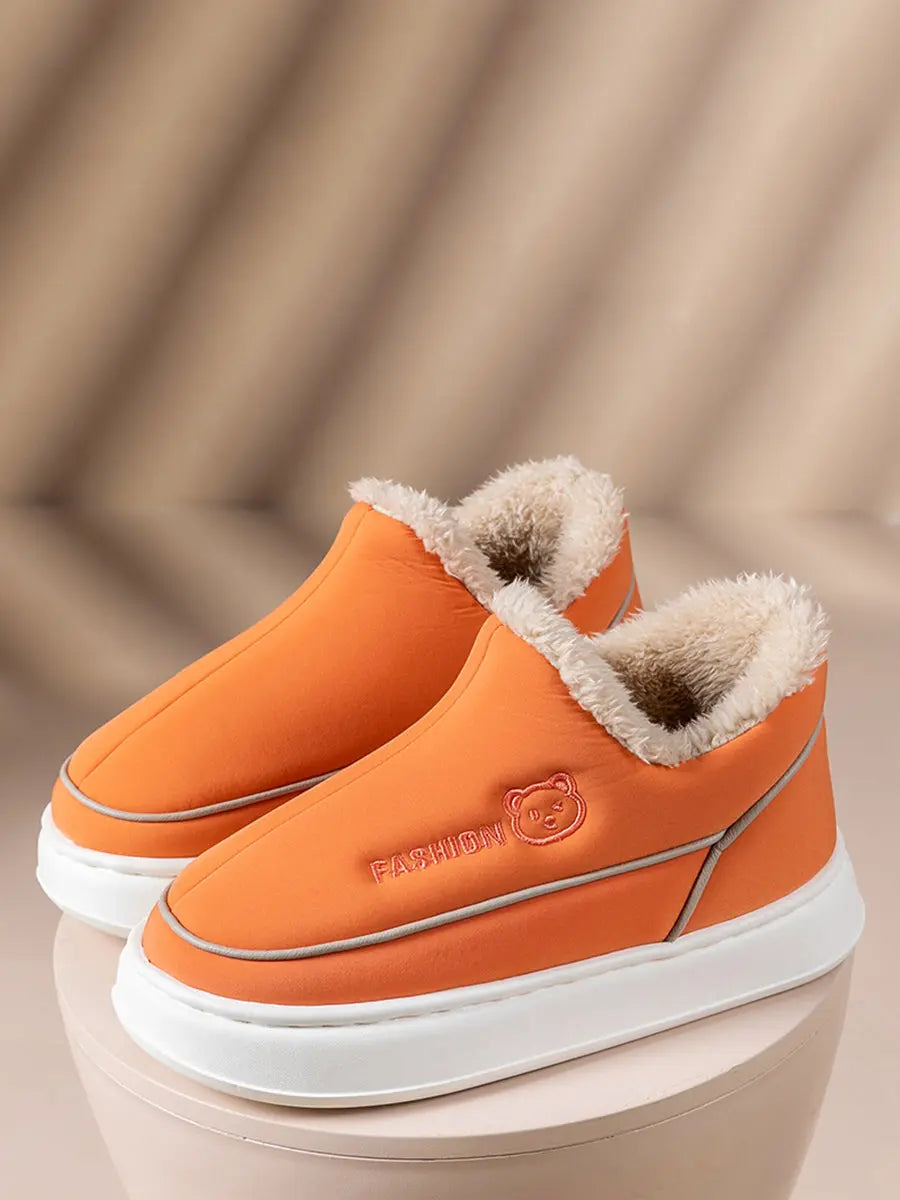 Couple Solid Fleece-lined Indoor Platform Shoes Ada Fashion