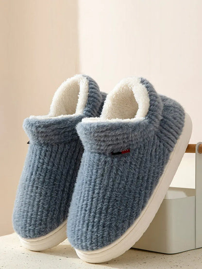 Couple Solid Indoor Warm Fleece Shoes Ada Fashion