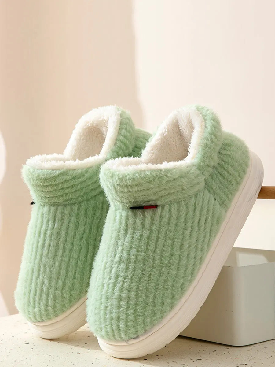 Couple Solid Indoor Warm Fleece Shoes Ada Fashion