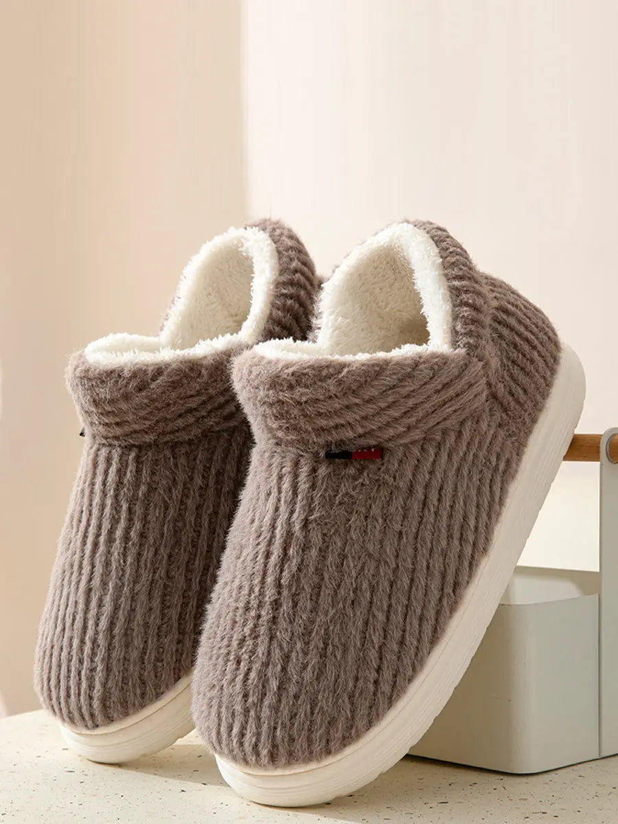 Couple Solid Indoor Warm Fleece Shoes Ada Fashion