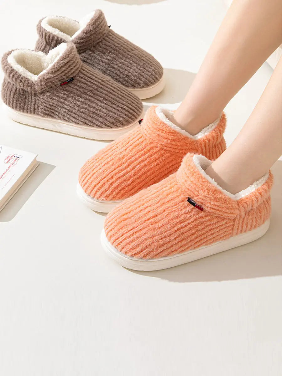 Couple Solid Indoor Warm Fleece Shoes Ada Fashion