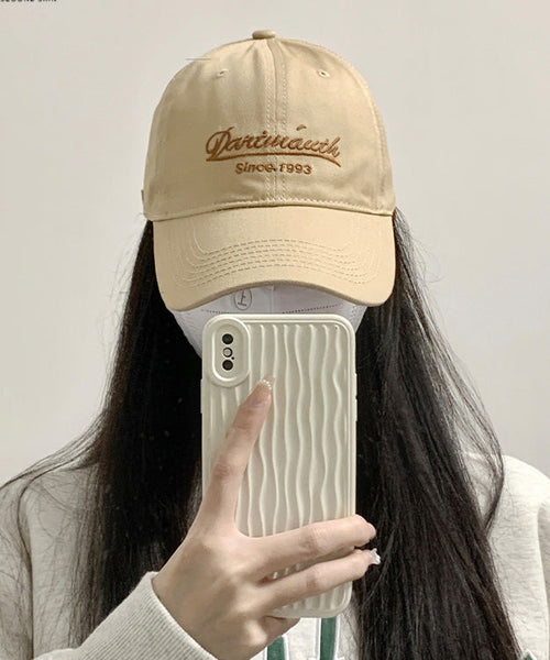 Cute Khaki Graphic Embroideried Cotton Baseball Cap Hat LY501