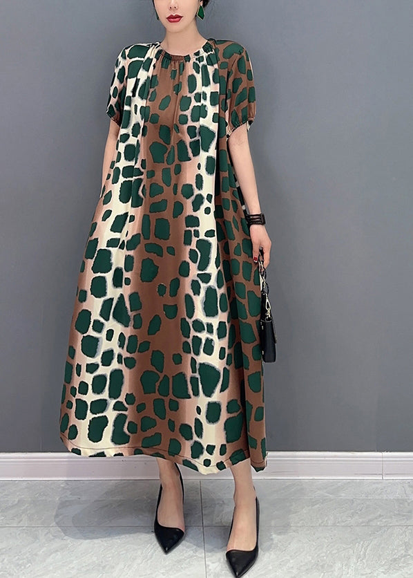 DIY Cinched Oversized Leopard Print Cotton A Line Dress Summer LY0566