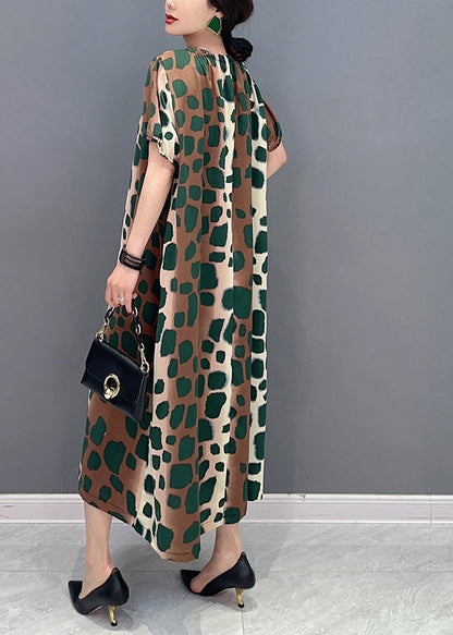 DIY Cinched Oversized Leopard Print Cotton A Line Dress Summer LY0566