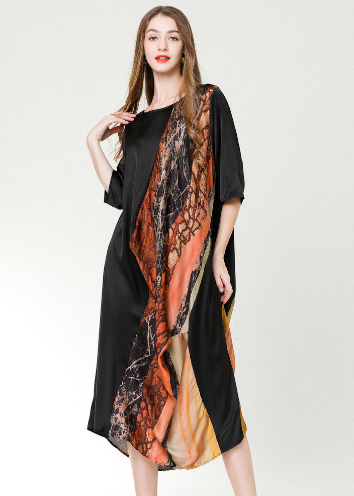 DIY Colorblock Asymmetrical Patchwork Print Chiffon Party Dress Summer LY0329